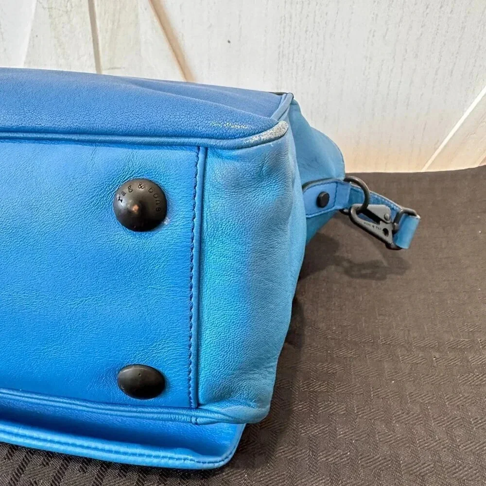 Rag & Bone Small Blue Leather Pilot Bag